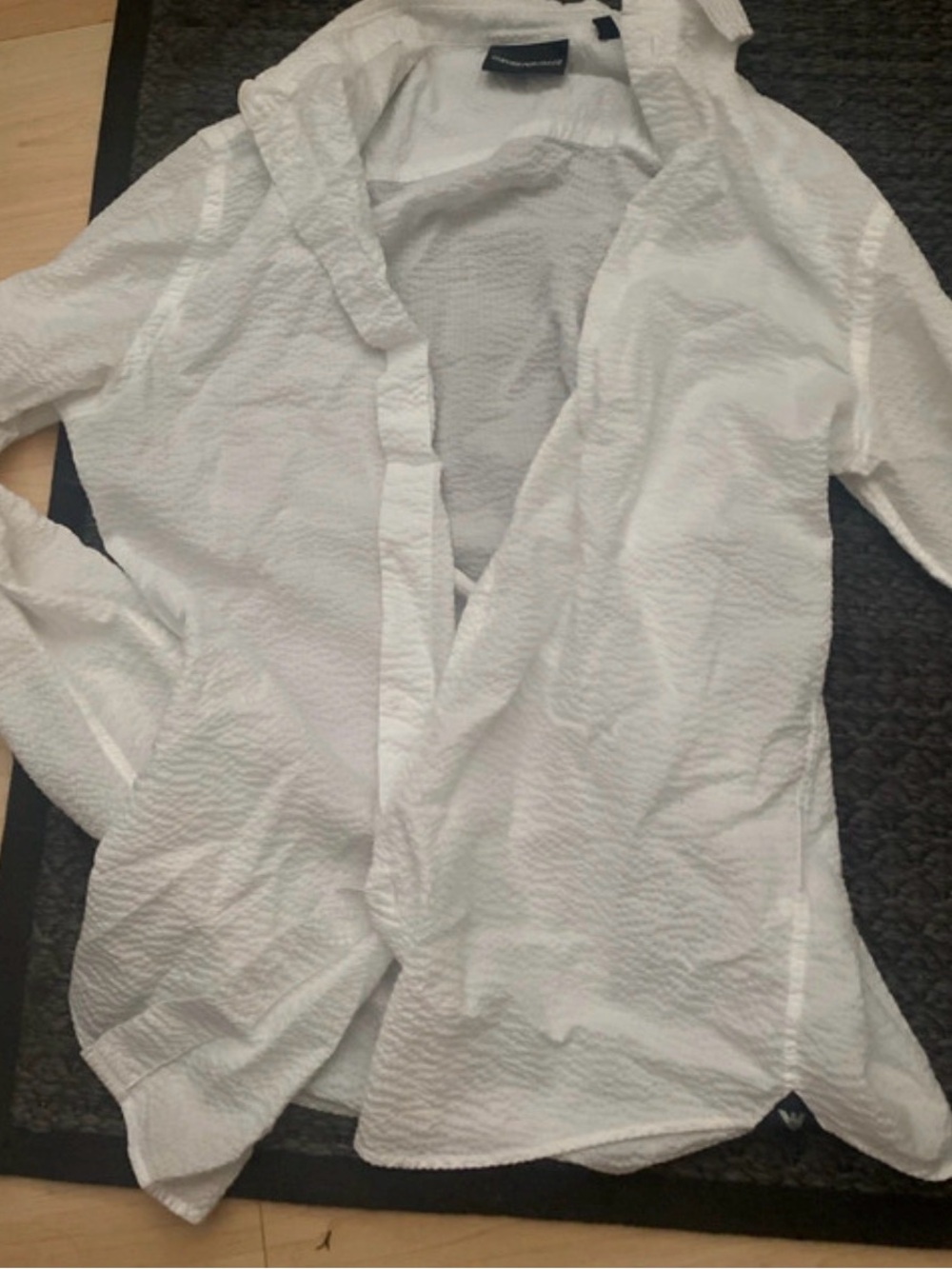 Emporio Armani White Textured Hooded Button-Down Shirt